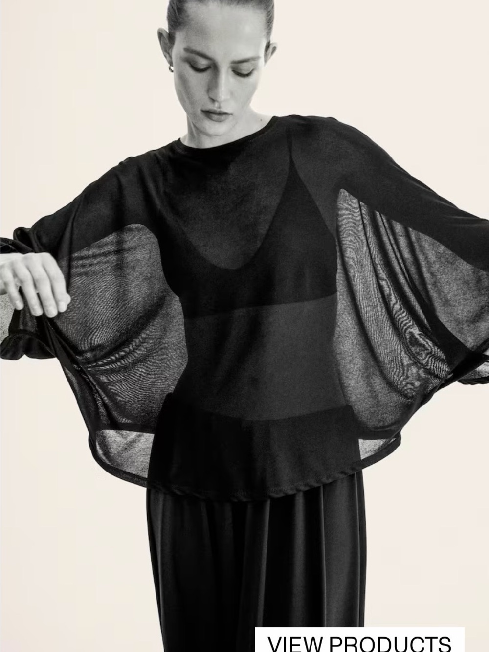 H&M Black Sheer V-Neck Blouse